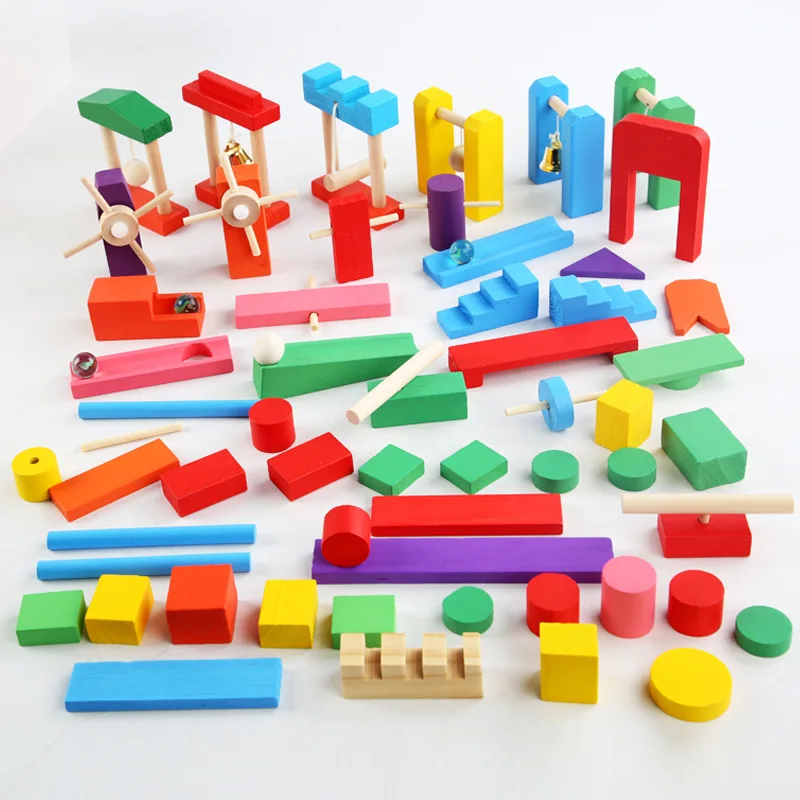 Woodworking Domino - Jouet Dom37en Bois Arc-en-ciel Montessori, Accessoires